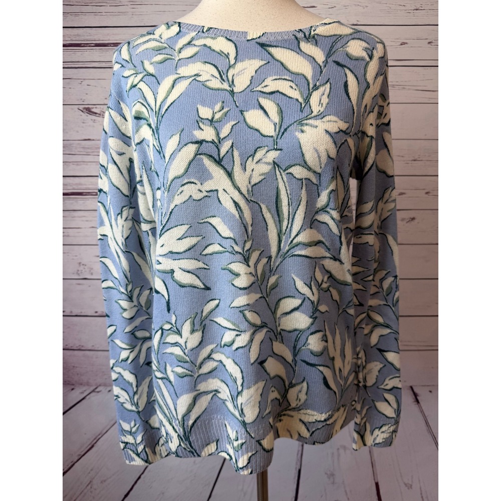 Pure Collection Sweater 100% Cashmere size 8 Womens Periwinkle Blue Leaf Knit